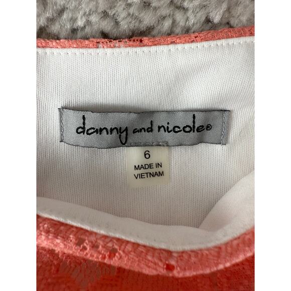 Danny Nicole Size 6 Geometric Lace Mini Fit Flared Dress Pink Sleeveless Lined - Picture 7 of 11